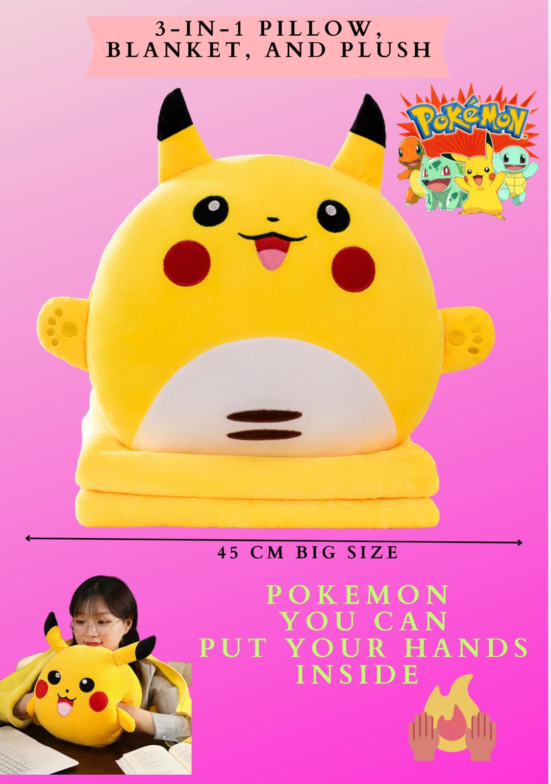 3-IN -1 PILLOW BLANKET, AND PLUSH ( POKÉMON) blanket inside 140x100 cm