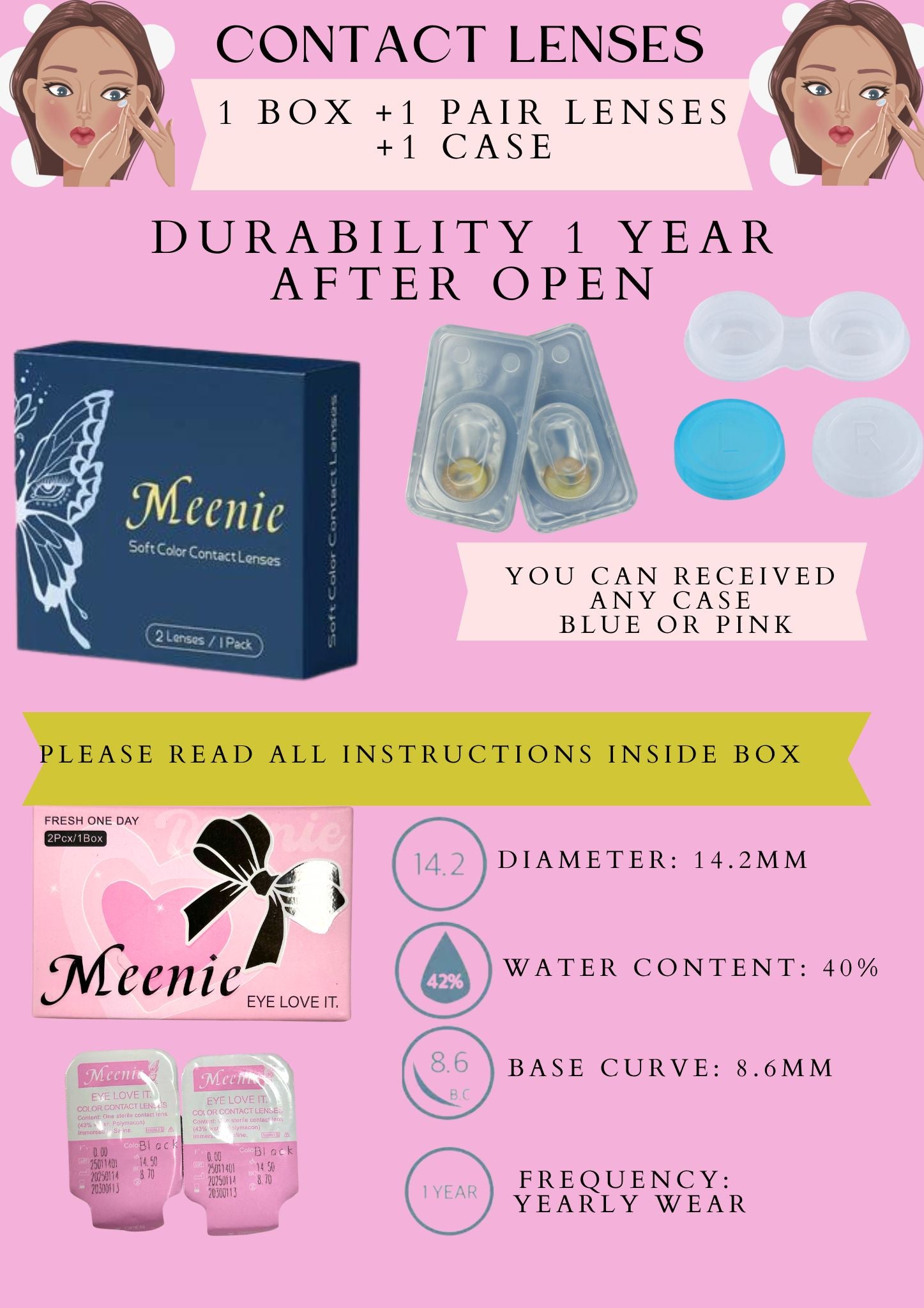 CONTACT LENSES - 1 piece $8 - buy 6 pcs $4 per box