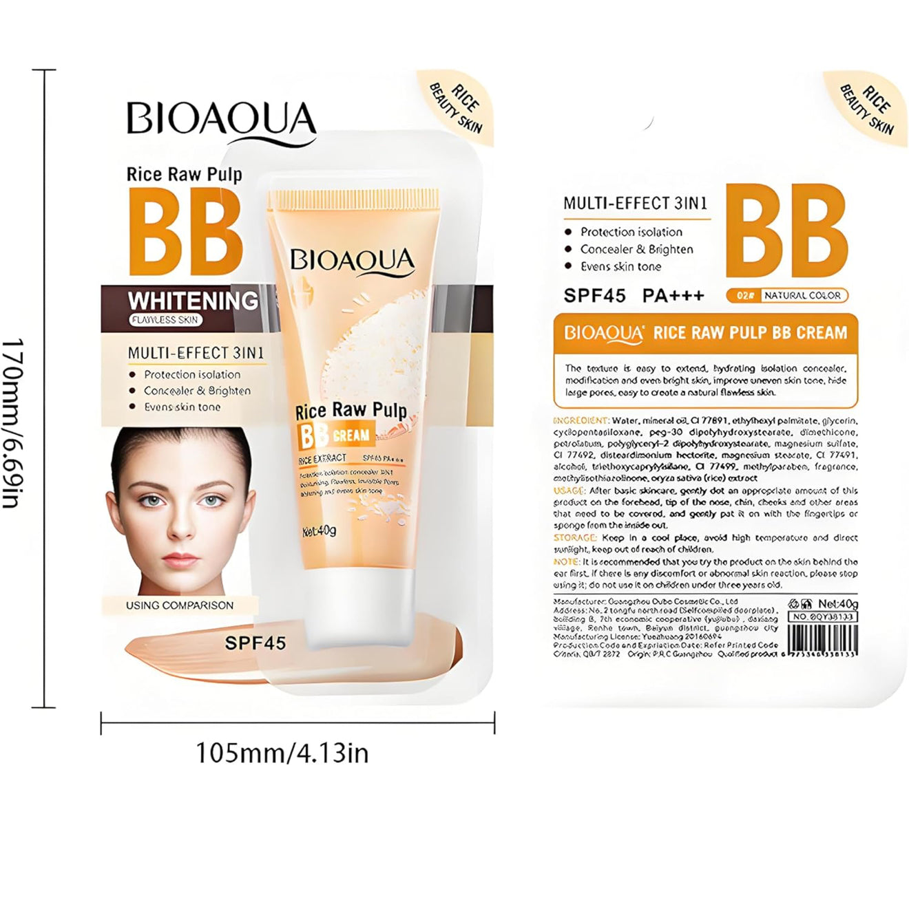 BB CREAM - RICE  -(SET 2 PCS)- SPF 45+