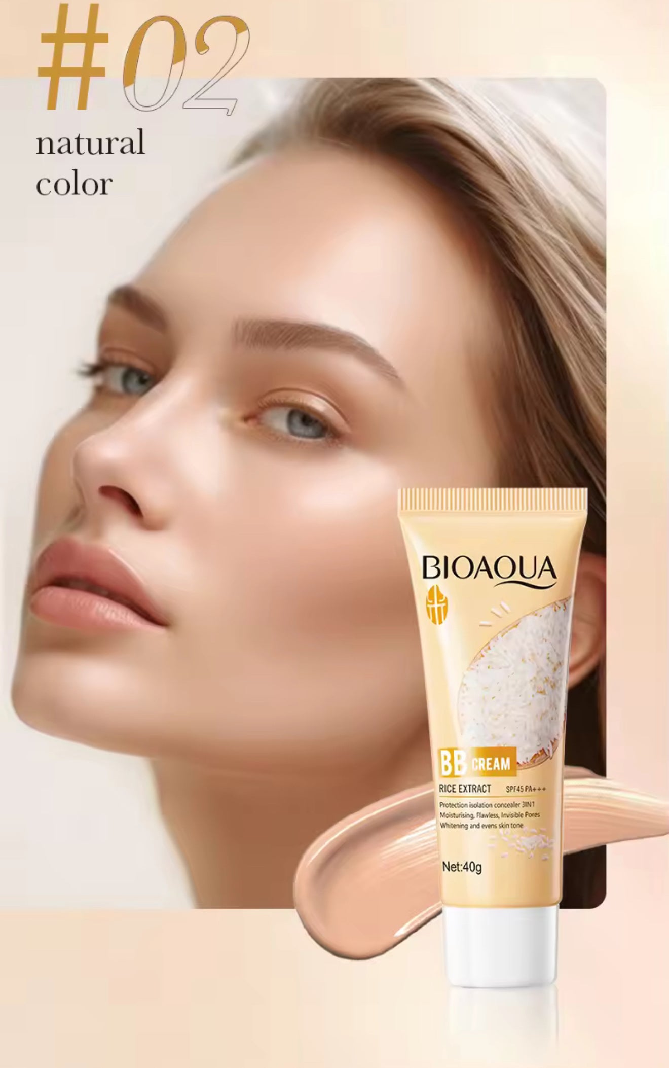 BB CREAM - RICE  -(SET 2 PCS)- SPF 45+