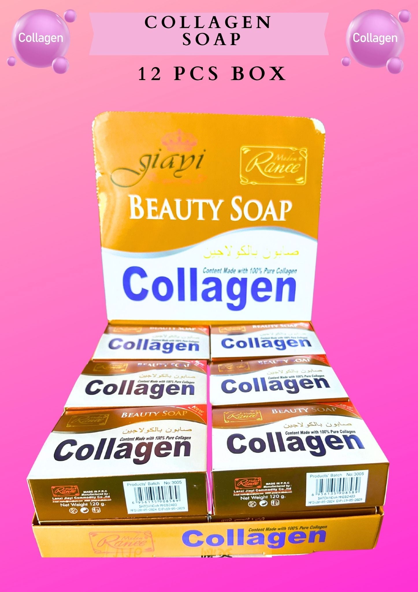 COLLAGEN  SOAP - 12 PCS box - 100% pure collagen