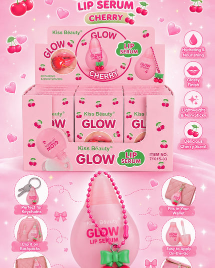 LIP SERUM CHERRY WITH KEYCHAIN - KISS BEAUTY-  12 pcs box
