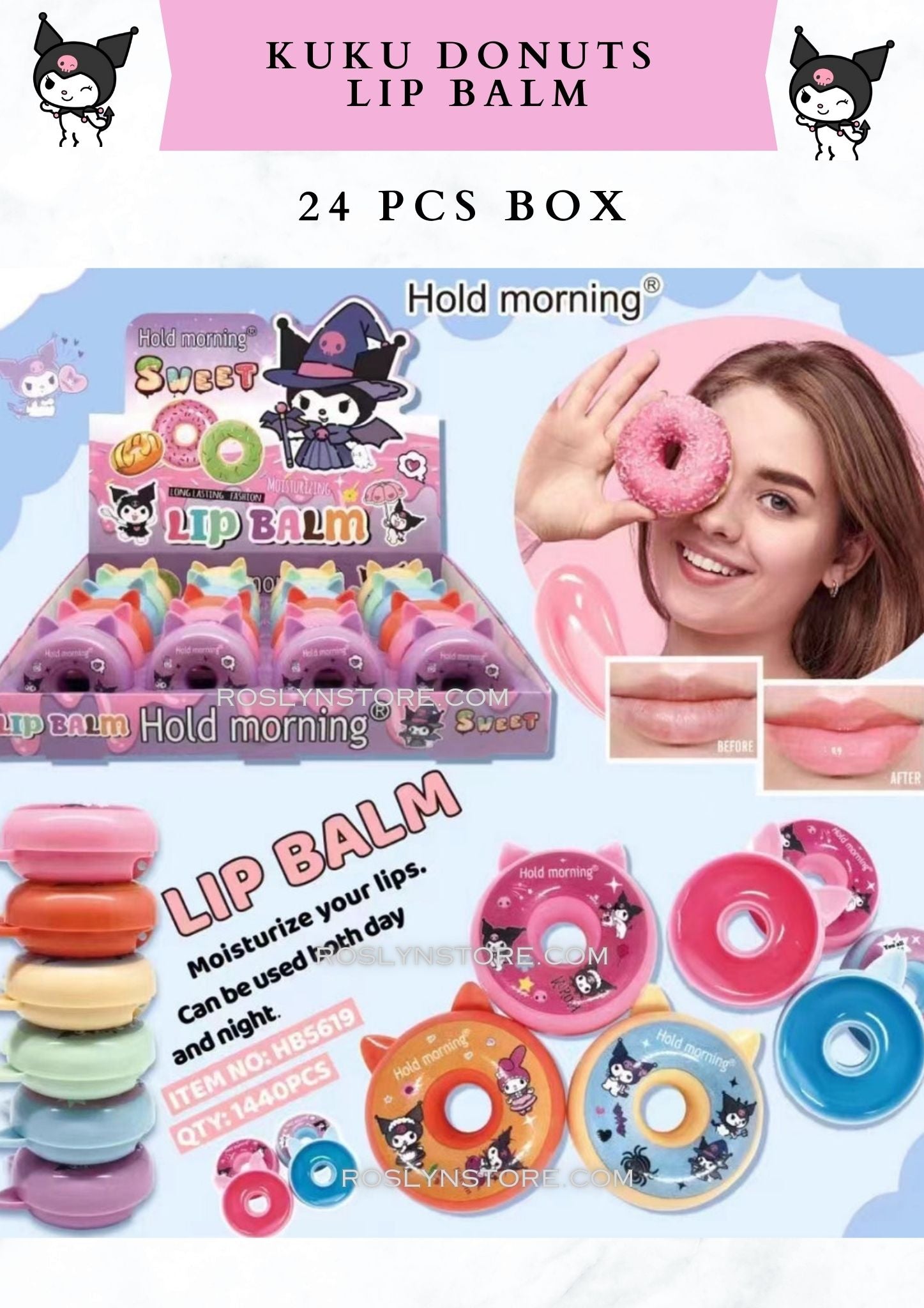 KUKU DONUTS LIP BALM - 24 pcs