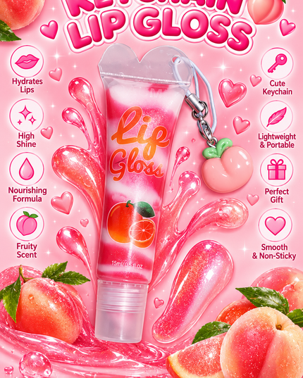 LIP GLOSS -KEYCHAIN FRUIT -OAMUD - SPIRAL COLORS -24 PCS (Cod LG-094A)