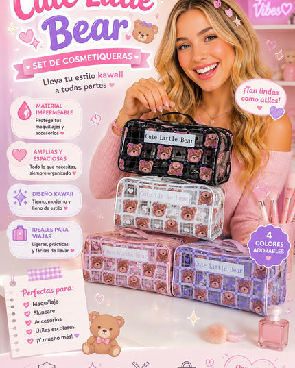 COSMETIC BAG BEAR - 4 pcs set ( big size )