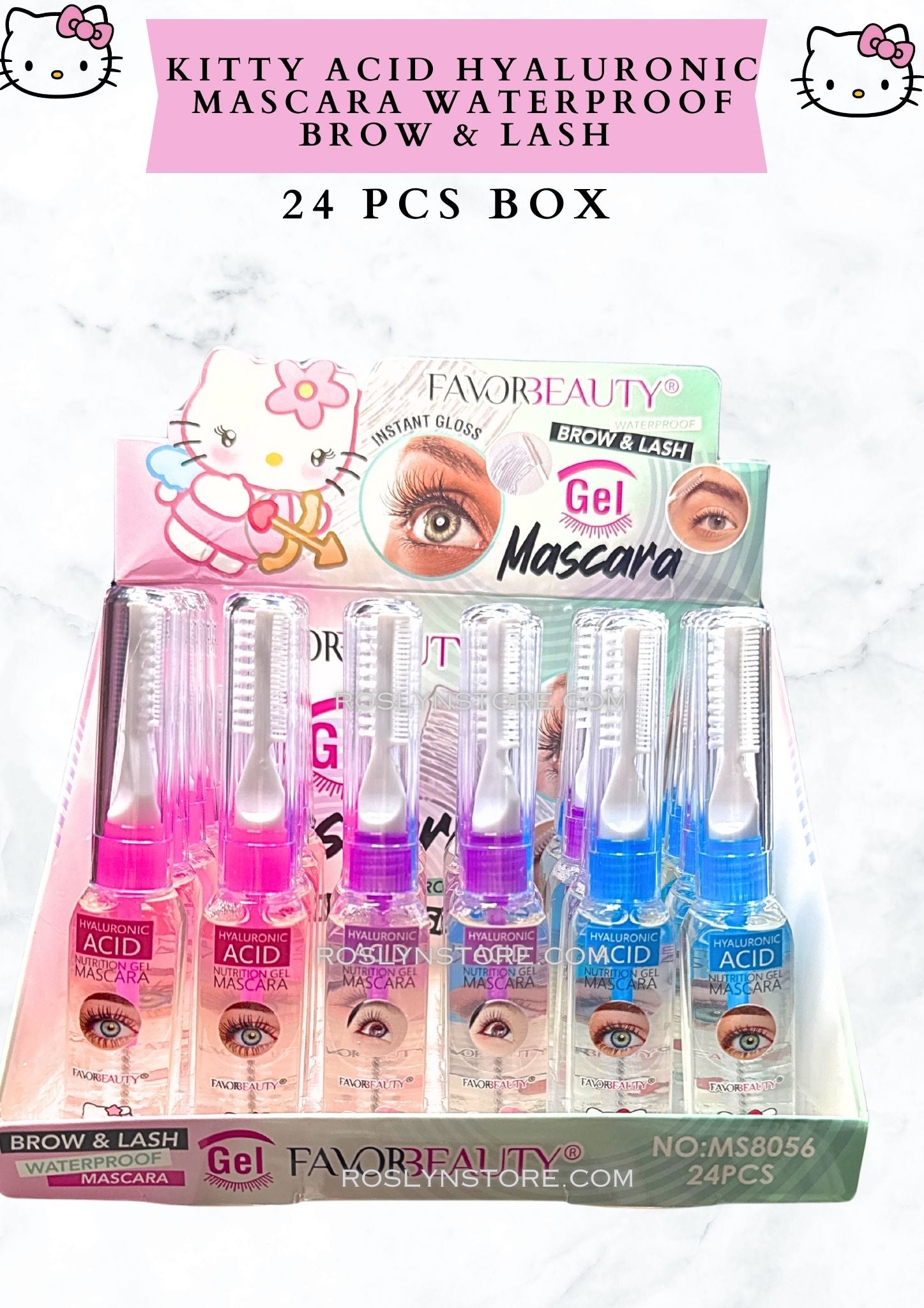 KITTY ACID HYALURONIC MASCARA WATERPROOF BROW & LASH - 24 pcs