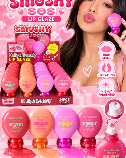 SMUSHY SOS LIP GLAZE KALIYA BEAUTY (#R9259) - 24 pcs box