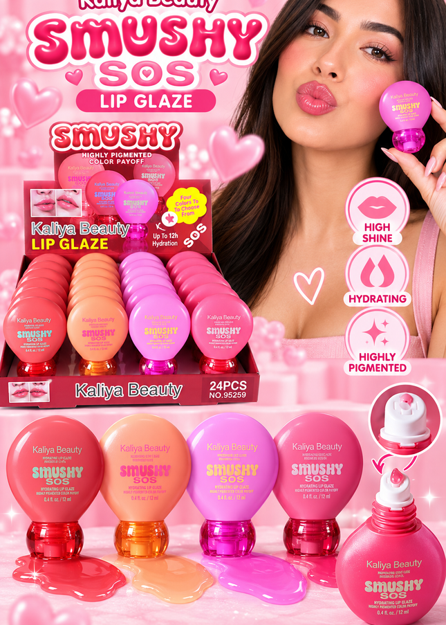SMUSHY SOS LIP GLAZE KALIYA BEAUTY (#R9259) - 24 pcs box