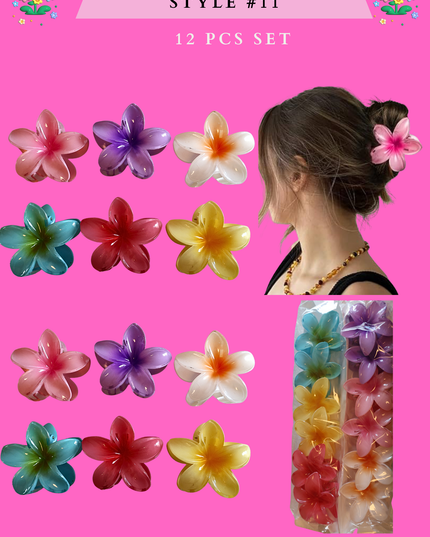 HAWAIIAN HAIR CLAW (STYLE #11)- (12 PCS SET)