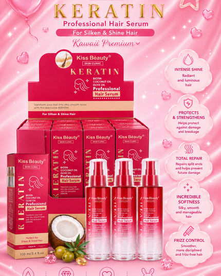 KISS BEAUTY  KERATIN Professional hair serum- 12 pcs box ( big size 100 ml per bottle )