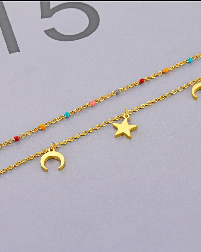 DOBLE necklace (colors) 18k Gold Filled/ doble Chain- non tarnish - stainless steel