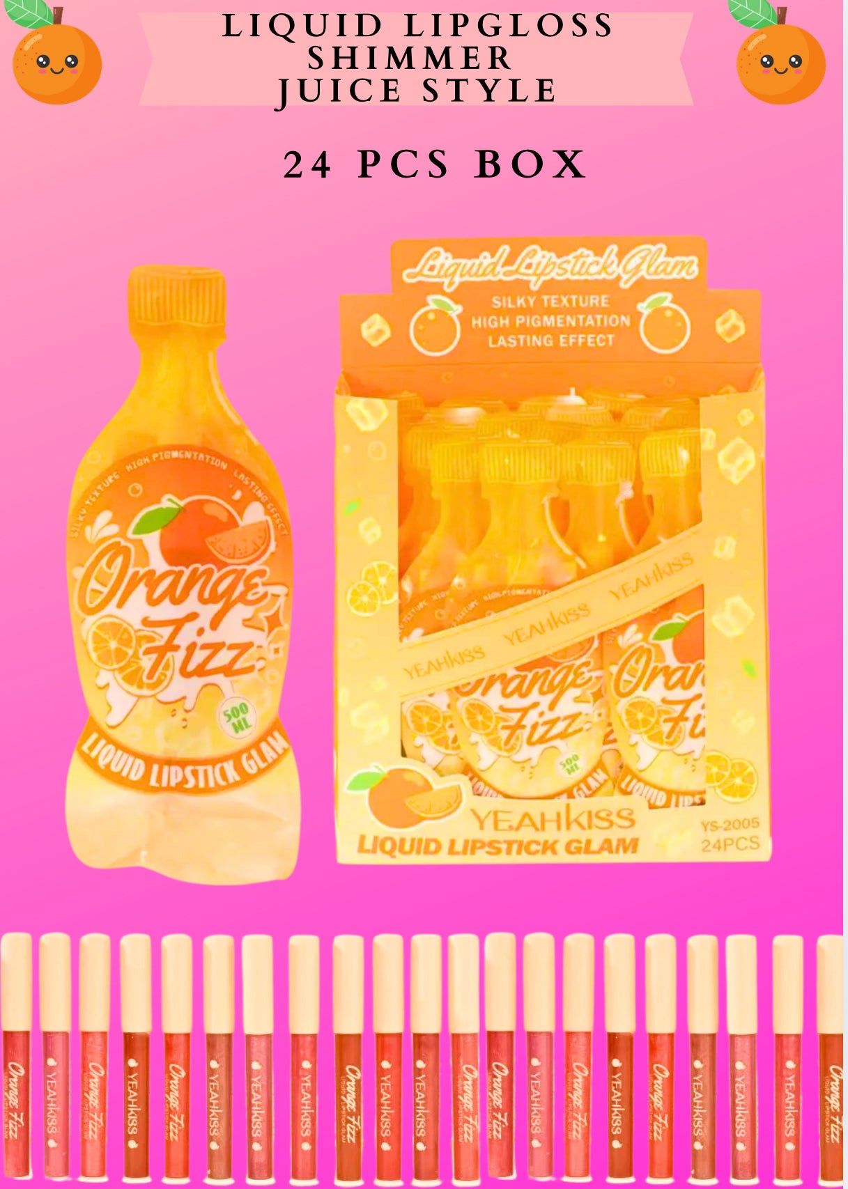 LIQUID LIPGLOSS shimmer JUICE STYLE 24 PCS BOX - ORANGE Fizz