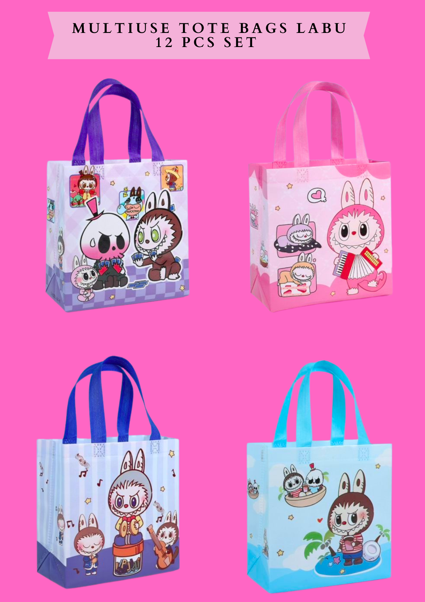 MULTIUSE TOTE BAGS - LABU 12 PCS SET