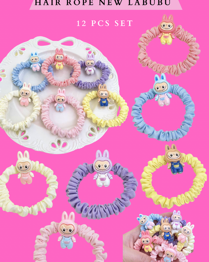 ELASTIC HAIR ROPE NEW LABUBU - 12 PCS SET