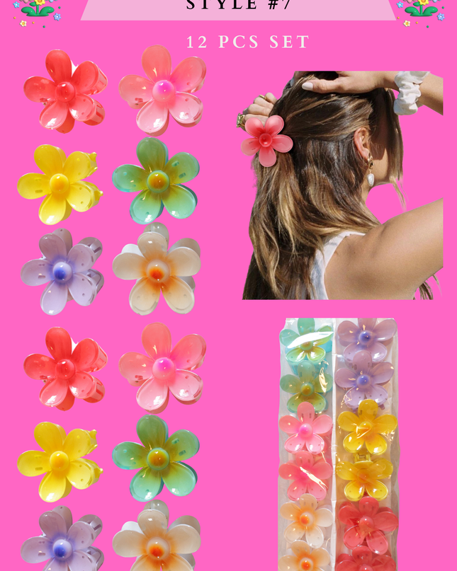 HAWAIIAN HAIR CLAW(STYLE #7)- (12 PCS SET)