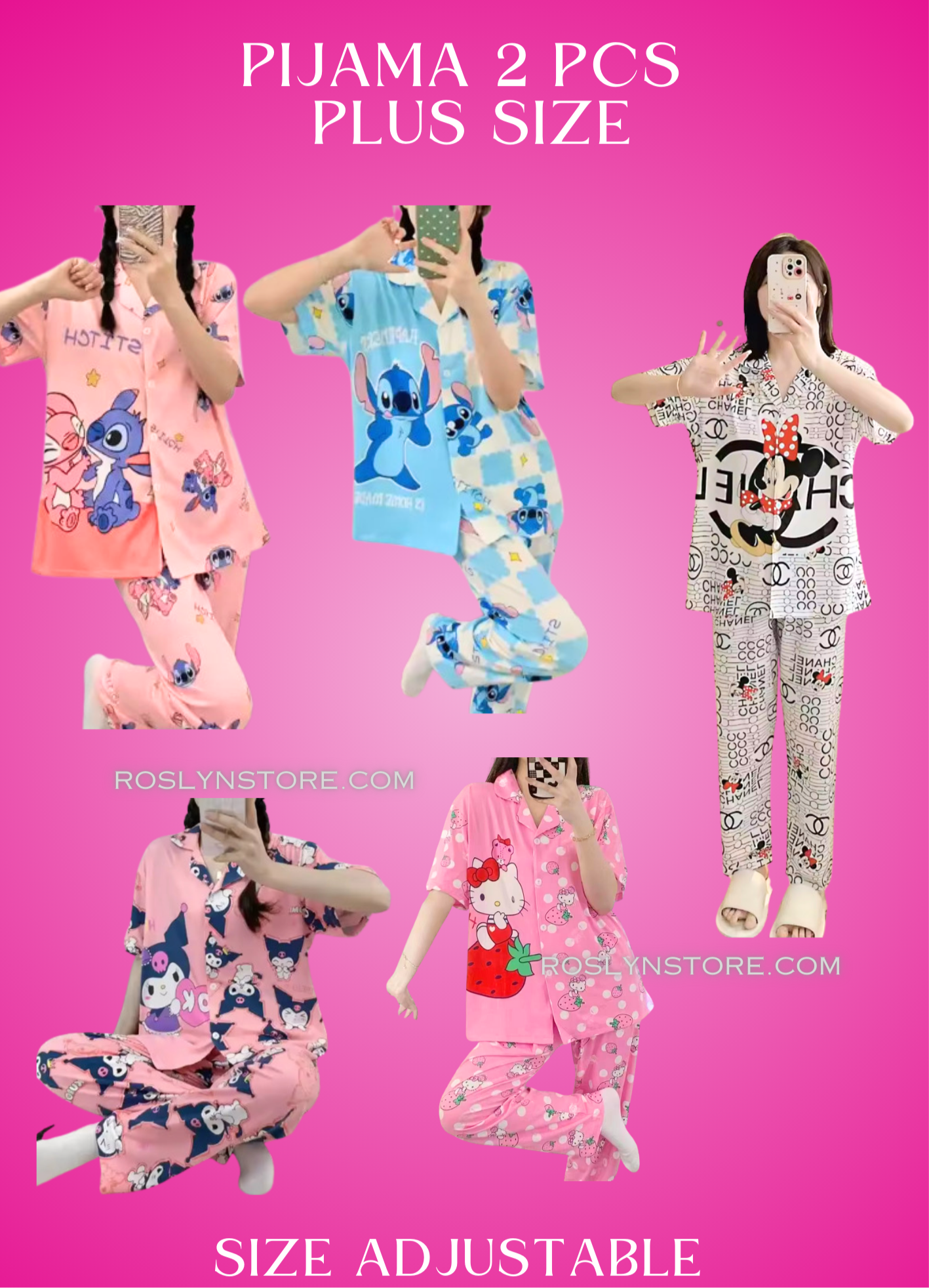 PIJAMAS KAWAII- TALLA PLUS- (2 pcs Pijama ) (M-L-)adjustable Pijama $11 / buy 3 price is $9 per each Pijama