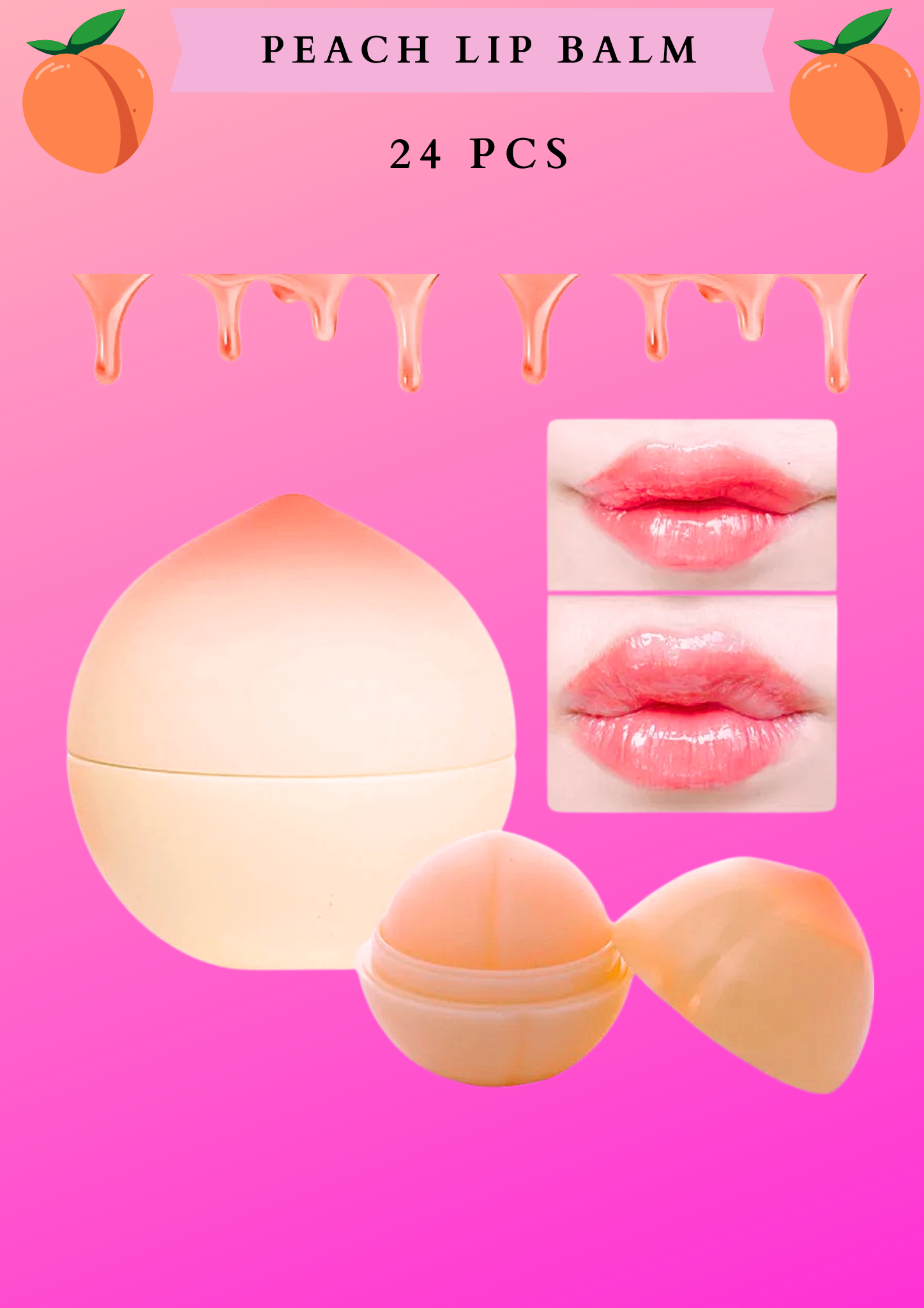 PEACH - LIP BALM - 24 pcs #S015