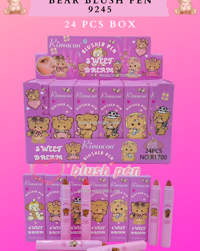 BLUSH  PEN BEAR 24 PCS BOX ( #9250)