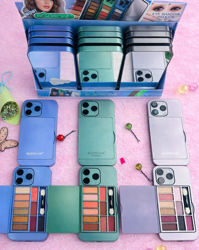 CELLPHONE EYESHADOW PALETTE WITH MIRROR & BRUSH ( 12 pcs box)