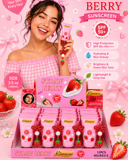 SUNSCREEN WITH KEYCHAIN - Rimocoo- strawberry - 12 pcs box ( #R933)