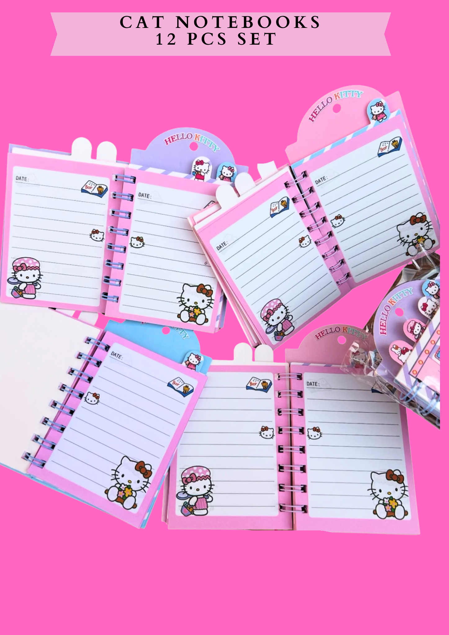 CAT-  MINI NOTEBOOKS -12 PCS SET