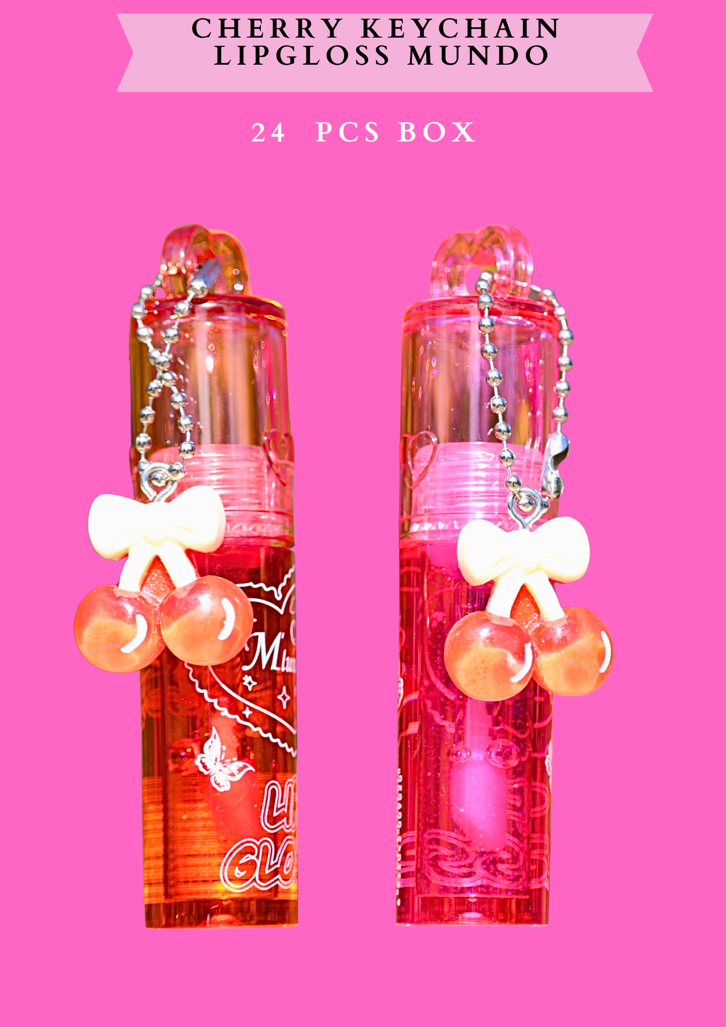 CHERRY KEYCHAIN LIPGLOSS MUNDO - 24 PCS BOX