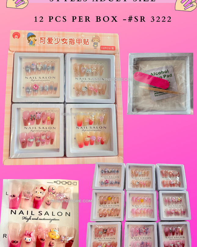 PRESS NAILS-  SANRIO ( 12 pcs in a box)- Adult size