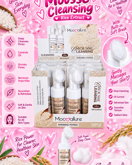 FACIAL WASH-MOUSSE CLEANSING RICE SHRINKS PORES -MOCOALLURE-12PCS -moc2624 (L43)