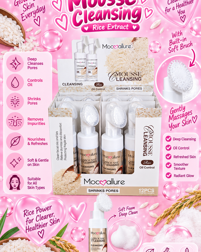 FACIAL WASH-MOUSSE CLEANSING RICE SHRINKS PORES -MOCOALLURE-12PCS -moc2624 (L43)