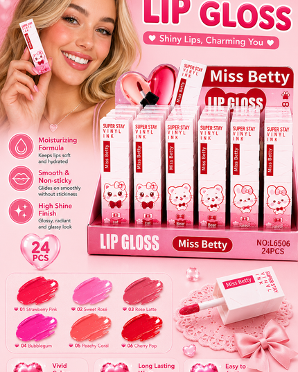 MISS BETTY LIPGLOSS kawaii # L6506 - 24 pcs box