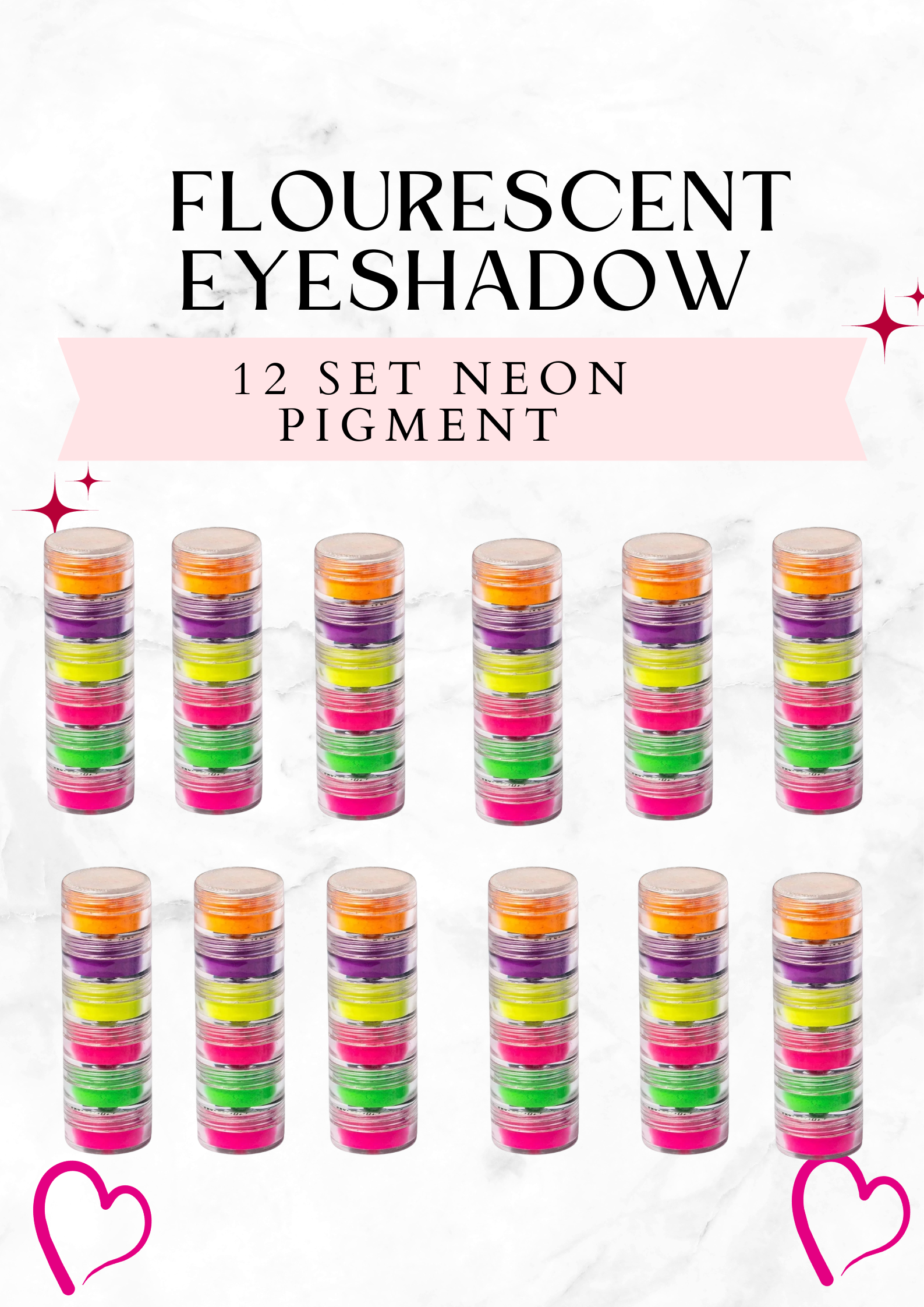 Wholesale Pigment- Flourescent eyeshadow - eyeliner- lipliner (multipurpose) (12 set)