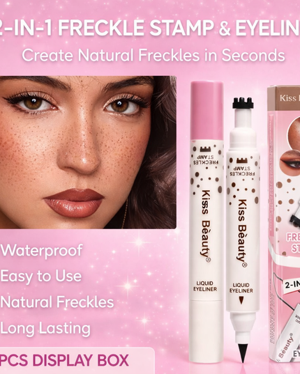 KISS BEAUTY 2 in 1 FRECKLE STAMP & EYELINER black - WATERPROOF- 24 PCS BOX (3colors freckle stamp)