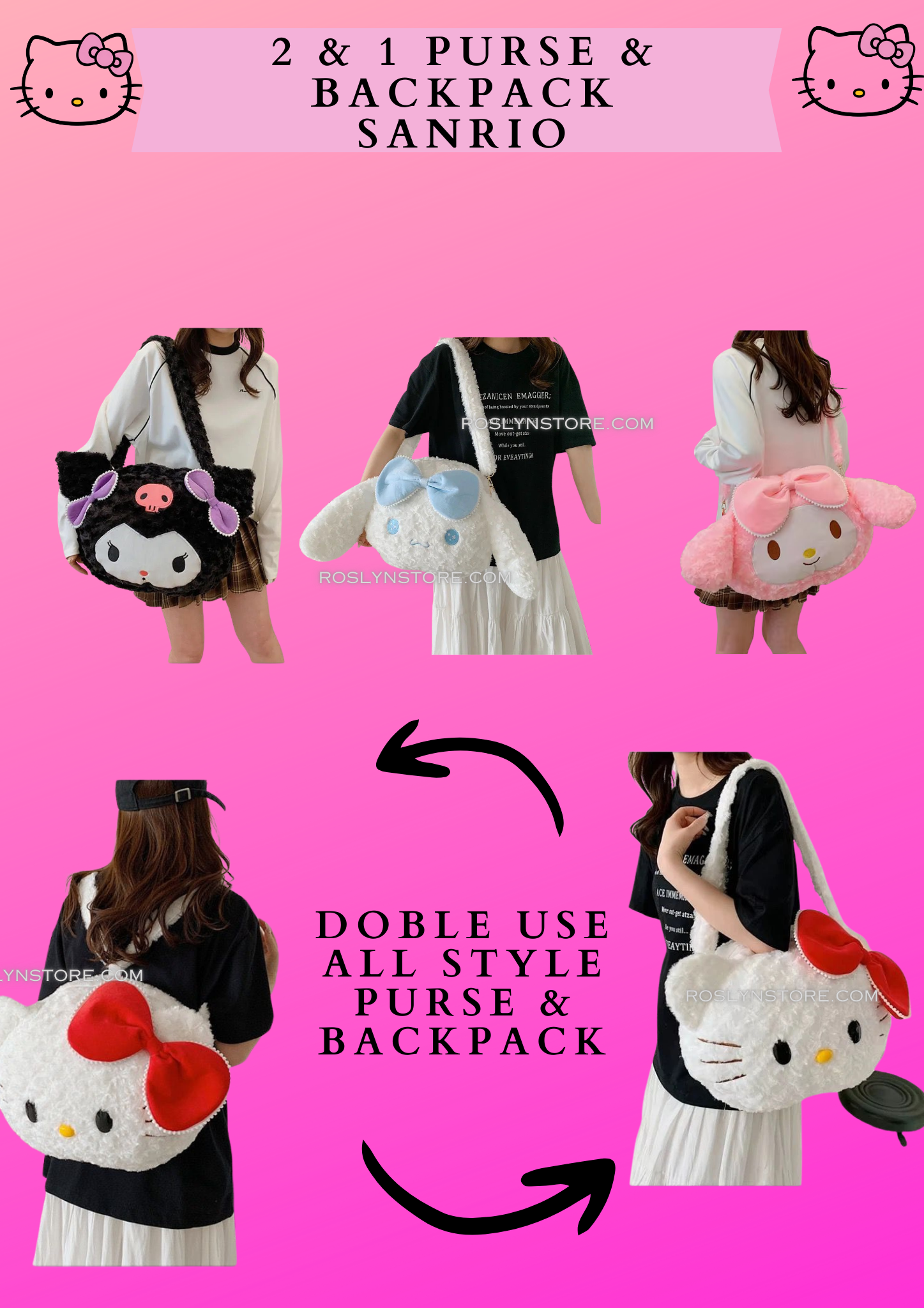 2 & 1 PURSE & BACKPACK SANRIO(BIG SIZE)