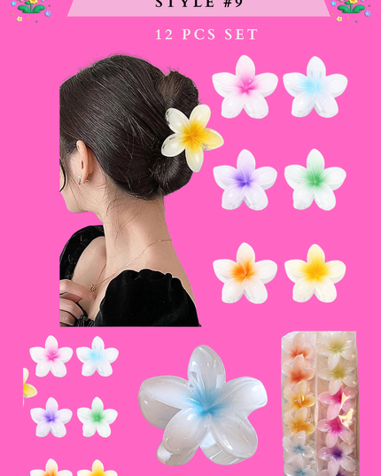 HAWAIIAN HAIR CLAW (STYLE #9)- (12 PCS SET)