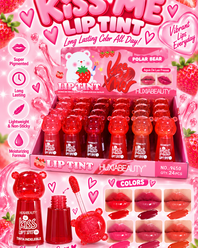LIP TINT POLAR BEAR -HUXIABEAUTY -24 PCS (Cod 9450)