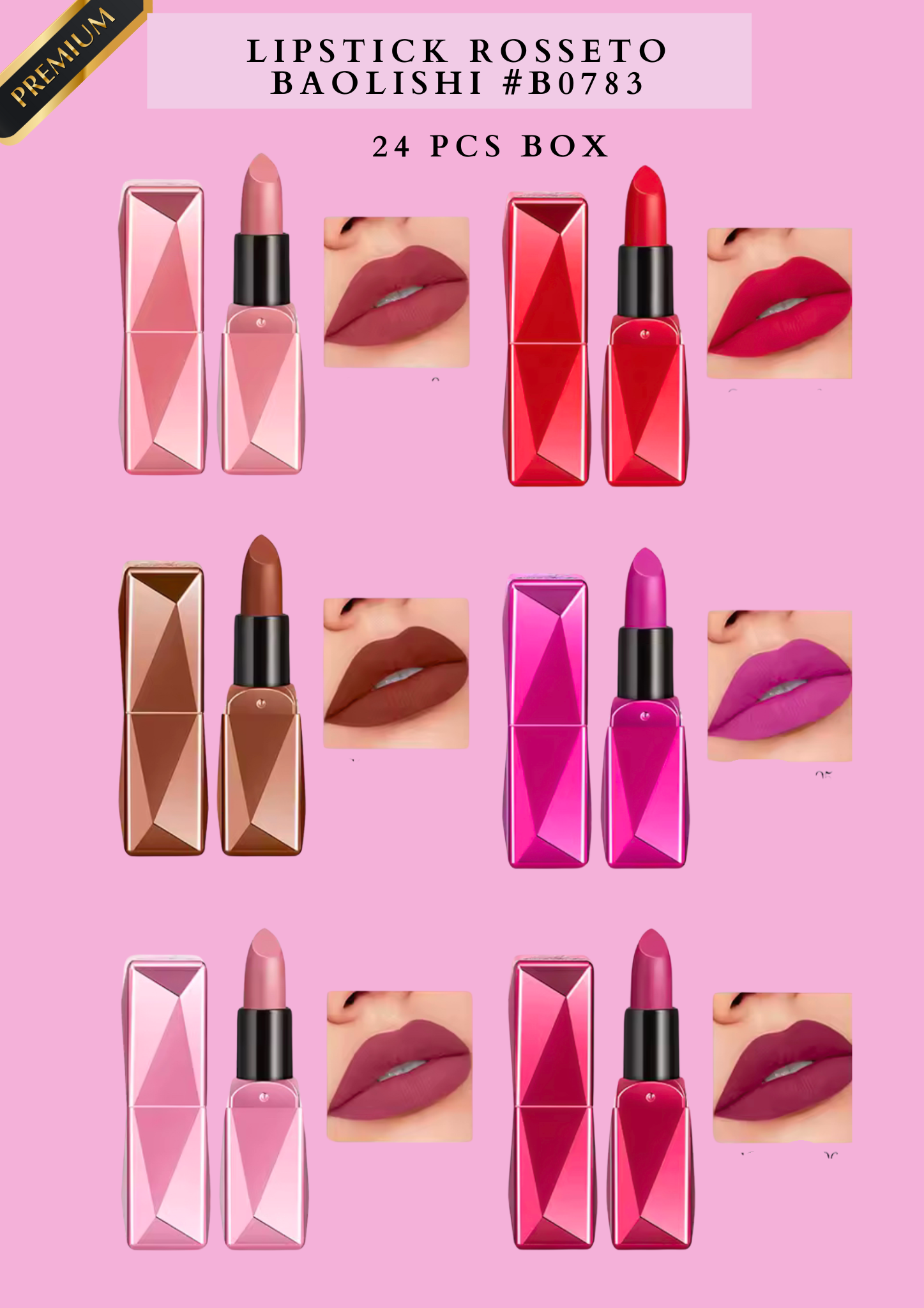 LIPSTICK ROSSETO BAOLISHI #B0783 - 24 PCS BOX
