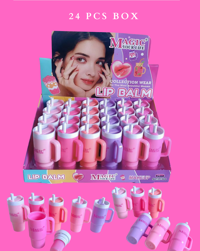 MINI CUP LIP BALM MAGIC YOUR LIFE #LC504 - 24 PCS BOX