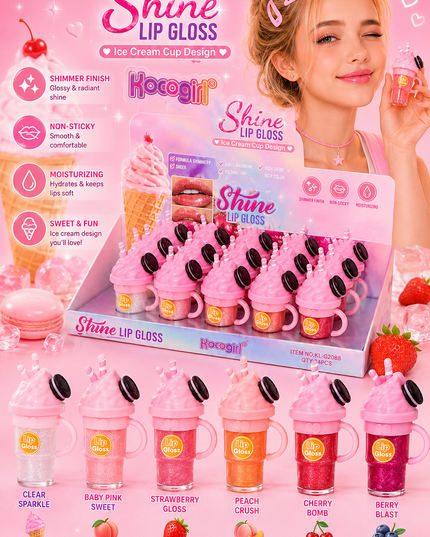 KOCOGIRL LIPGLOSS ice cream cup cookie- 24 pcs (KLG2088)