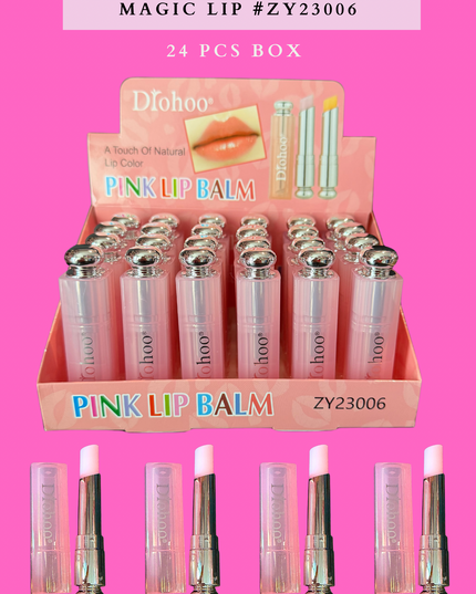 DIOHOO PINK LIP BALM MAGIC LIP #ZY23006 -(24 PCS BOX)