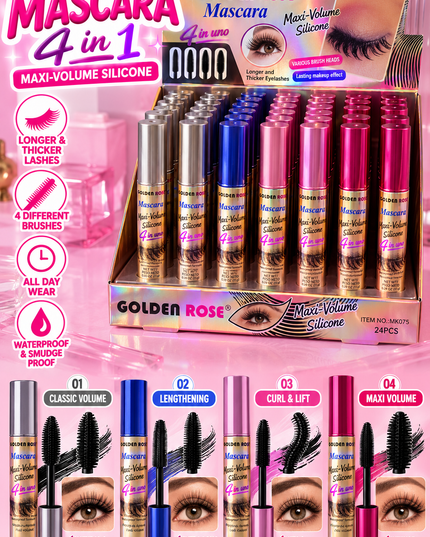 BLACK MASCARA 4 &1 - 24 pcs box - Golden Rose (#Mk075)