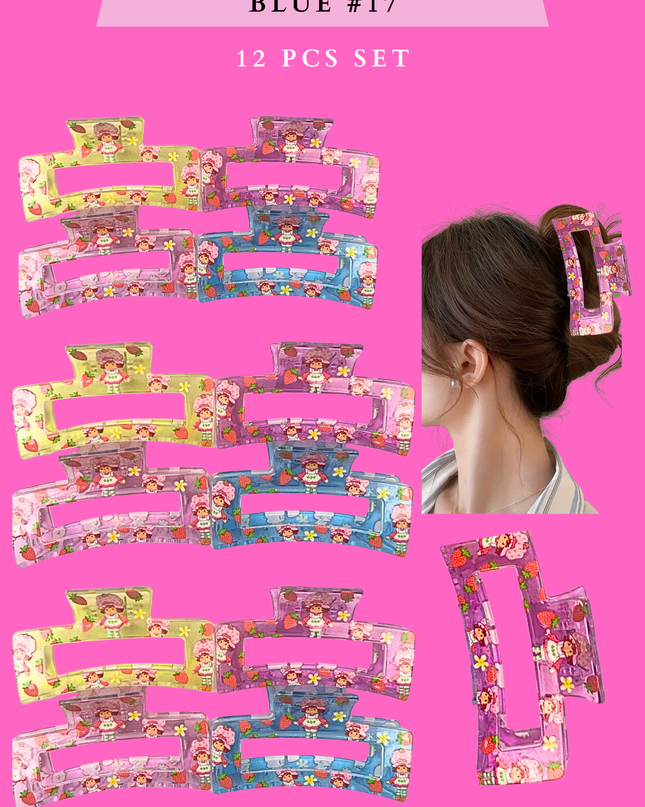 STRAWBERRY (HAIR CLAW #17 )- (12 PCS SET)