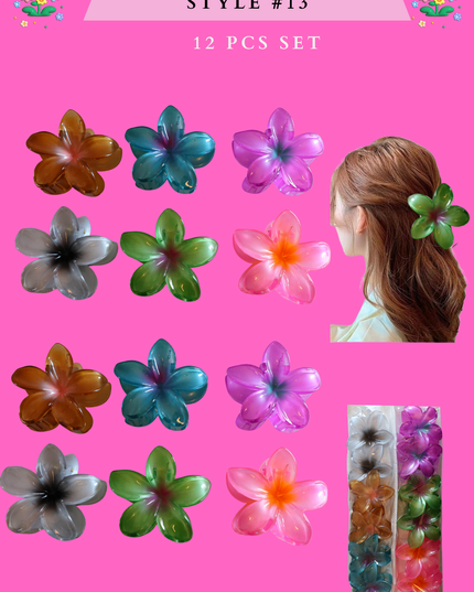 HAWAIIAN HAIR CLAW (STYLE #13)- (12 PCS SET)