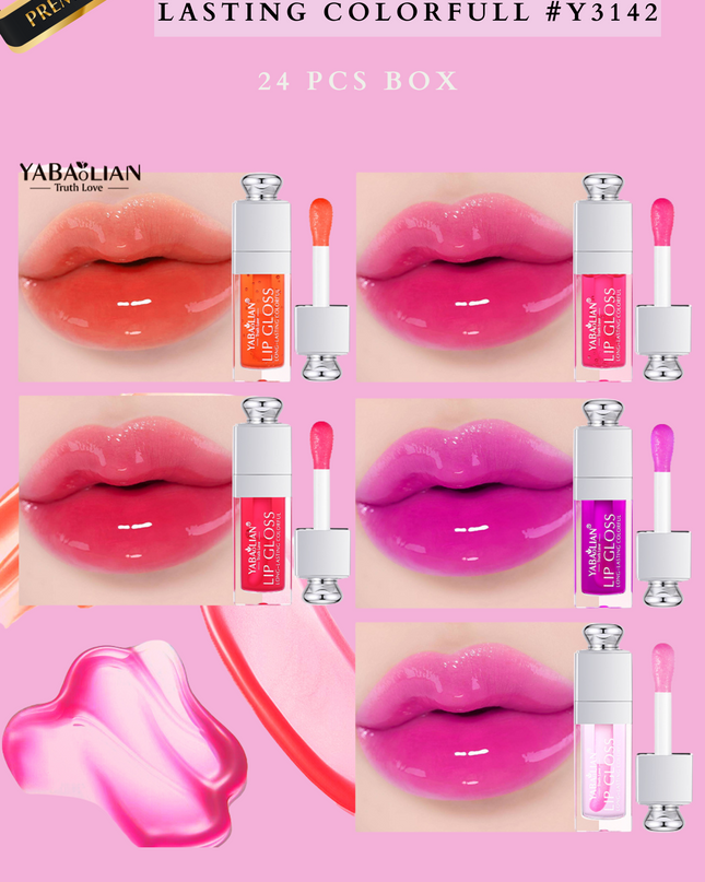 YABAOLIAN LIPGLOSS LONG LASTING COLORFULL #Y3142 ( 24 pcs box)