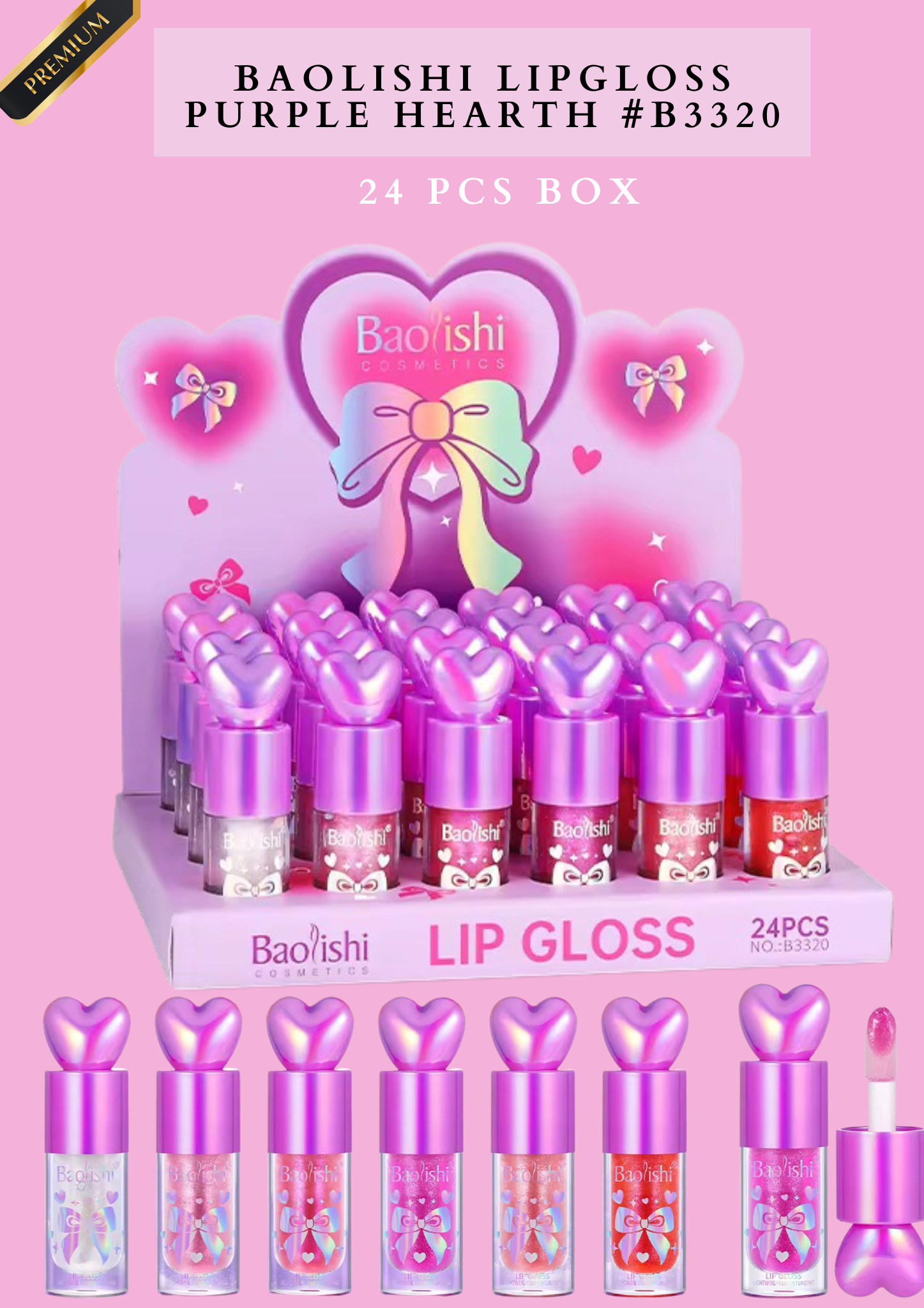 BAOLISHI LIPGLOSS PURPLE HEARTH #B3320 (24 PCS BOX)