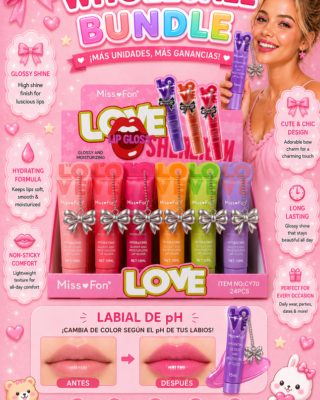 LIPGLOSS KEYCHAIN  MISS FOAM LOVE -24 pcs box ( #CY70 ) ()