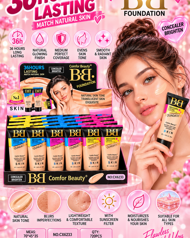BB CREAM foundation- 24 pcs box - comfort beauty ( match natural skin) CX6233-(L45)