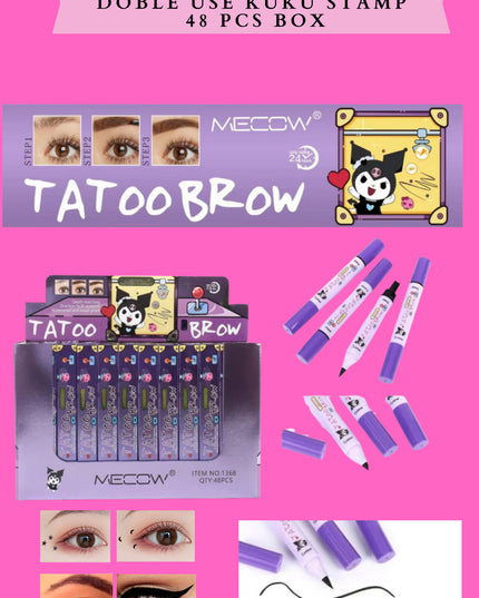 TATTO BROW - EYELINER DOBLE USE KUKU STAMP -48 PCS BOX