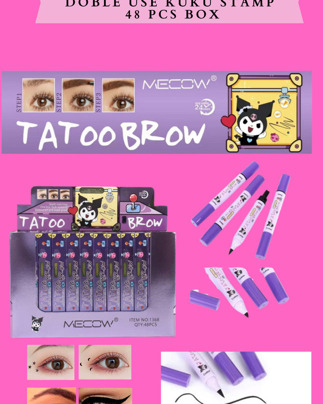 TATTO BROW - EYELINER DOBLE USE KUKU STAMP -48 PCS BOX