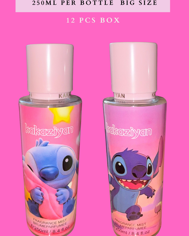 BODY MIST KAKAZIYAN STITCH #1 250ML PER BOTTLE BIG SIZE - 12 PCS BOX