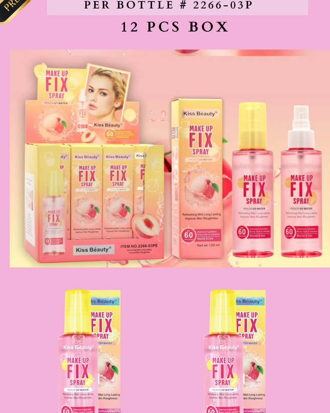 MAKEUP FIX SPRAY PEACH - 120 ML PER BOTTLE # 2266-03P - 12 PCS BOX
